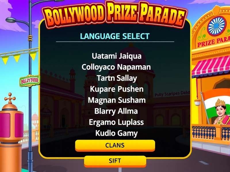 Bollywood Prize Parade game screenshot showing colorful Bollywood-themed parade